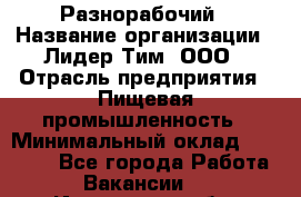 Разнорабочий › Название организации ­ Лидер Тим, ООО › Отрасль предприятия ­ Пищевая промышленность › Минимальный оклад ­ 30 000 - Все города Работа » Вакансии   . Ивановская обл.